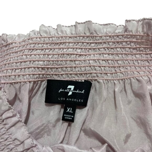 50% off! 7 For All Mankind blouse women's XL light purple off shoulder puff slee - Picture 2 of 7